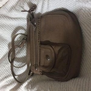 BRIGHTON Pebbled Leather Crossbody Bag Mauve Zip Closure Lined